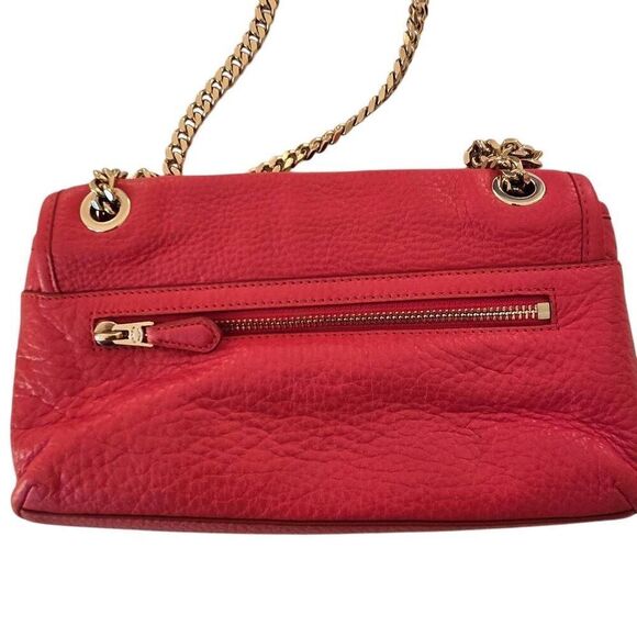 Coach Womens Pebble Leather Gold-tone Chain Strap Crossbody Cardinal Red OS - Picture 2 of 12